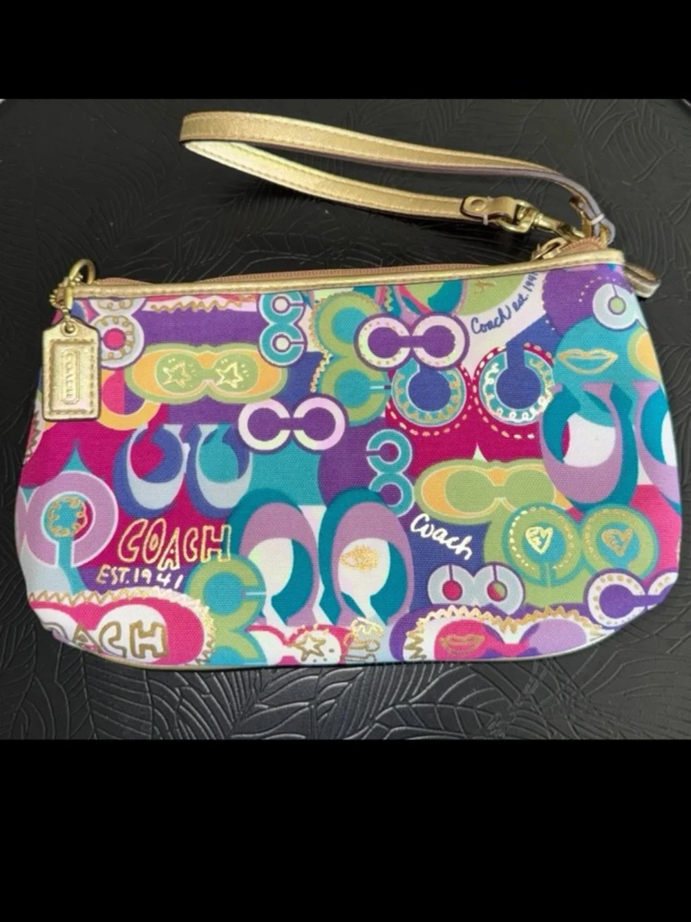 Coach Poppy Pop C Large Wristlet In Signature Canvas